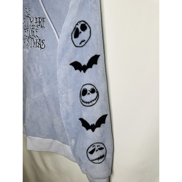 Disney Nightmare Before Christmas Fleece Blue Gray Hooded Sweater Large 11-13 - Picture 5 of 12